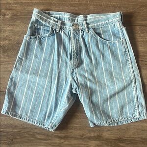 Wrangler Light Blue and White Jean Shorts with Stripes